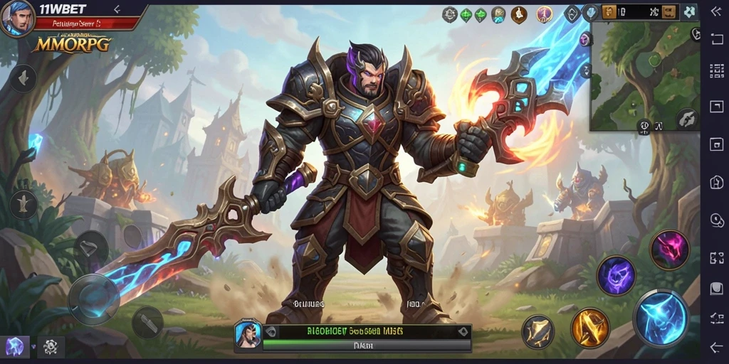 Screenshot gameplay 11WBET yang menampilkan pertarungan seru di dalam dunia MMORPG.