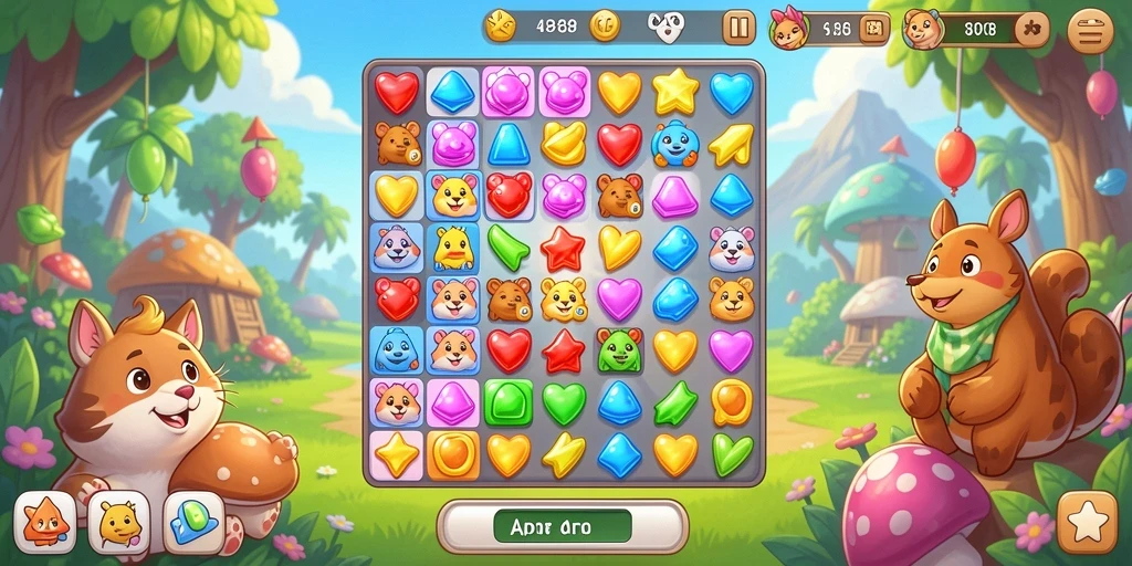 Screenshot menunjukkan gameplay seru game Match-3 API88.