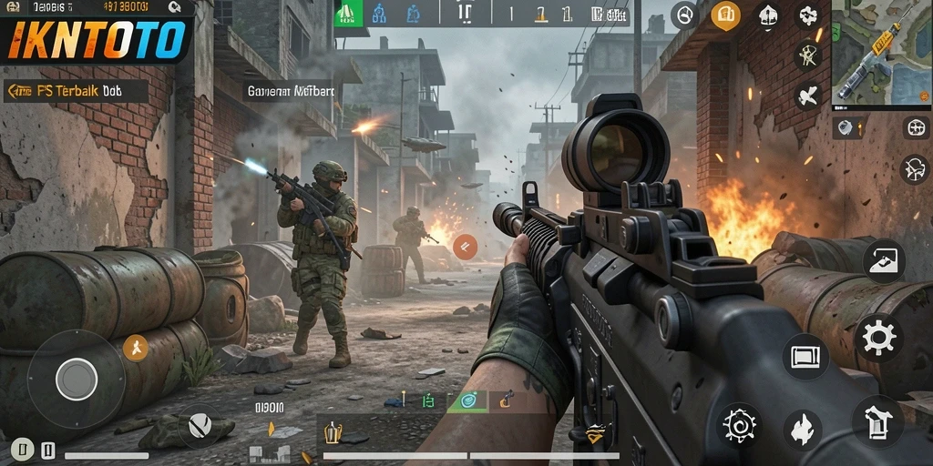 Tangkapan layar <strong>IKNTOTO</strong> menunjukkan aksi menembak yang mendebarkan di battlefield FPS.