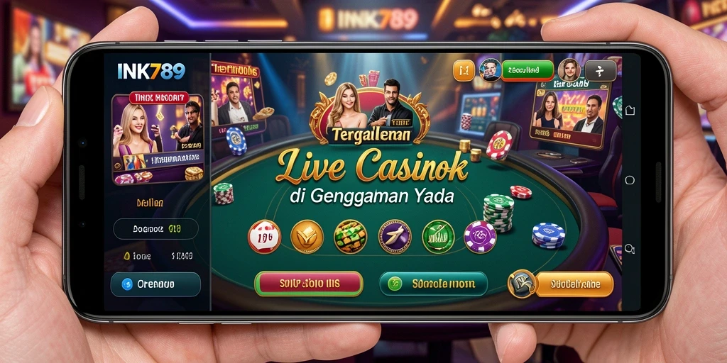 Screenshot gameplay INK789 menunjukkan dealer langsung yang interaktif dalam permainan Live Casino.