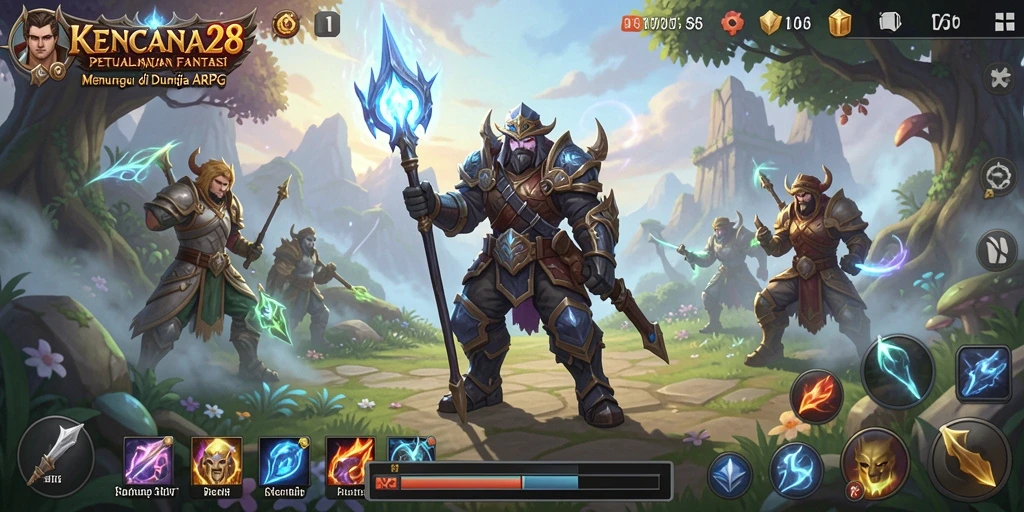 Screenshot menampilkan pertempuran seru dalam permainan ARPG KENCANA28.