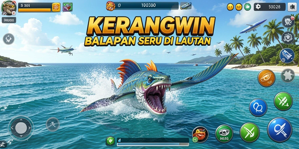 Tampilan gameplay KERANGWIN yang mendebarkan di lintasan balap.