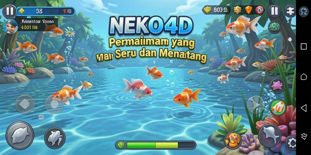 Tampilan utama gameplay NEKO4D dengan aksi memancing yang seru.