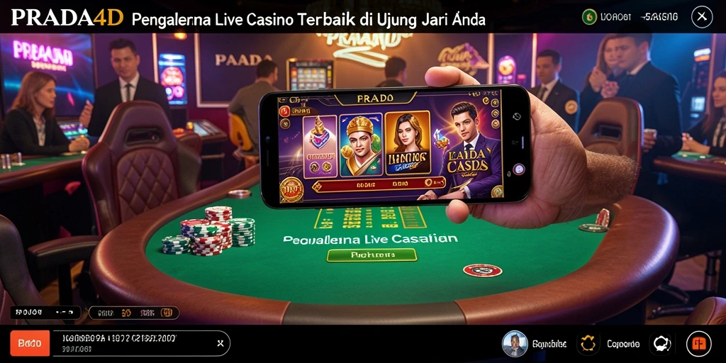 Screenshot gameplay PRADA4D yang menampilkan dealer langsung dan suasana kasino.