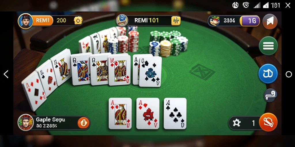 Tampilan gameplay seru di REMI101 saat bermain Gaple.