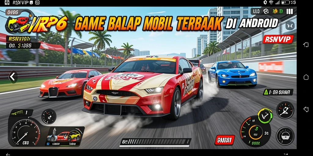Tangkapan layar gameplay RSNVIP6 menampilkan aksi balap yang mendebarkan dan grafis menawan.