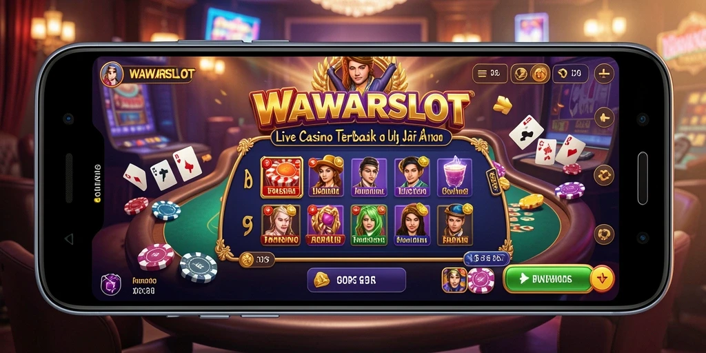 Screenshot gameplay WAWARSLOT dengan dealer langsung dan interaksi sosial.